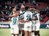 Así celebra Liga de Quito uno de los goles ante Emelec.