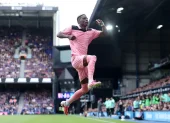 Nilson Angulo en el festejo de gol con Sunderland, en la Premier League.