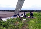 La avioneta Cessna, con matrícula falsa de México, cayó en una isla del Golfo de Guayaquil