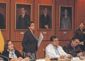 La ministra María Paula Romo en su comparecencia a la Comisión de Fiscalización donde ejerció su defensa