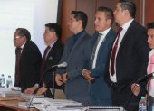 Los exjueces de Pastaza Aurelio Quito y Bolívar Torres son juzgados en el octavo piso de la Corte
