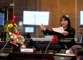 Ponente. La presidenta de la Comisión de Justicia, Ximena Peña, presentó las reformas el día de su cumpleaños, con su curul adornada de flores.