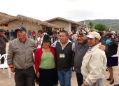 El presidente de la Conaie (segundo de la derecha) en el reciente Parlamento de los Pueblos en Azuay.
