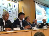 Los representantes del Ministerio de Salud de Brasil durante la conferencia de prensa de este miércoles 26 de febrero.