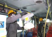 El Municipio desinfectó las unidades de transporte metropolitano