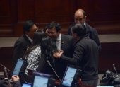 Trabajo. El presidente de la Asamblea, César Litardo (c) no convocó a sesión del pleno para retomar las labores