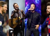 Sergio Ramos, Alejandro Sanz, Luis Fonsi y Gerard Piqué "jugarán" mañana en la misma cancha durante el concierto virtual LaLiga Santander Fest que servirá para recaudar fondos contra el COVID-19.