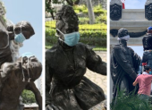 Los monumentos más representativos de Guayaquil portan mascarillas bajo la idea de concienciar a los habitantes de los cuidados que deben tener.
