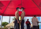 Los boxeadores usaron mascarillas ayer en el pesaje. La cartelera se realizará hoy en el complejo Polideportivo Alexis Arguello de Managua, Nicaragua y será transmitida en vivo por ESPN Knock Out.