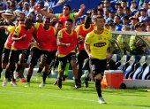 El volante Damián Díaz marcó el gol del triunfo con el que Barcelona se impuso ante Emelec, de visita, el 26 de octubre de 2016.
