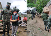 Militares de la Brigada Blindada Galápagos de Riobamba entregaron alimentos en la comunidad de Nizag.