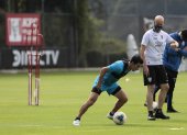 Miguel Ángel Ramírez no se sacó la mascarilla durante todo el entrenamiento