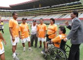 Carlos Luis Morales, exmeta de Barcelona, en una de sus visitas al estadio Monumental.