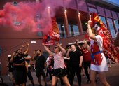 Los hinchas del Liverpool salieron a festejar la primera corona de la era Premier League.