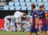 Los jugadores de Celta de Vigo celebran el empate de Aspas sobre la hora.
