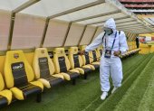 Personal del club estuvo encargado de sanitizar varias áreas del estadio antes y durante el partido.