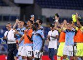 Los jugadores del Lazio celebran la clasificación a la Liga de Campeones.