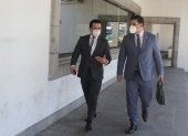 Defensa. Edwin Romero y Erick Huilca asistieron a la audiencia de apelación de siete procesados en el caso.