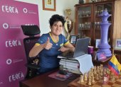 La ajedrecista luego de una de las partidas en las que tuvo que enfrentar a Hungría durante las Pirmeras Olimpiadas Virtuales.