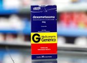 Dexametasona genérica en una farmacia de Brasil.
