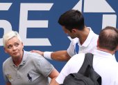 NEW YORK, NEW YORK - SEPTEMBER 06: Novak Djokovic of Serbia tends to a line judge who was hit with the ball during his Men"s Singles fourth round match against Pablo Carreno Busta of Spain on Day Seven of the 2020 US Open at the USTA Billie Jean King National Tennis Center on September 6, 2020 in the Queens borough of New York City.   Al Bello/Getty Images/AFP

== FOR NEWSPAPERS, INTERNET, TELCOS & TELEVISION USE ONLY ==

 GSE-SPO-TEN-WTA-2020-US-OPEN---DAY-7