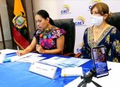 La presidenta del CNE cumple agenda en provincias de la amazonía, en donde se reúne con autoridades locales.