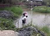 Los comuneros hicieron una minga a finales de agosto en el estanque de los cocodrilos.