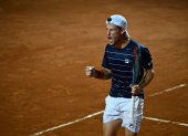 Diego Schwartzman celebra luego de eliminar a Rafael Nadal del Masters 1.000 de Roma.