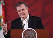 El secretario de Relaciones Exteriores (SRE), Marcelo Ebrard, participa en una rueda de prensa matutina en el Palacio Nacional de Ciudad de México (México)