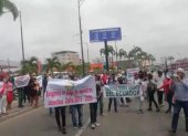 El lunes, cañicultores protestaron en Guayaquil.
