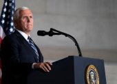Mike Pence durante una conferencia de prensa en la Casa Blanca en Washington (EE. UU).