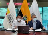 Las autoridades en la rueda de prensa virtual desde el ECU 911.