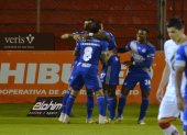 Los jugadores de Emelec festejan uno de los tantos conseguidos el viernes ante el Mushuc Runa.