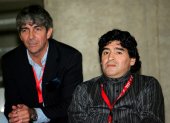 Istanbul (Italy), 24/05/2005.- (FILE) - Former Argentinian soccer star Diego Maradona (R) and former Italian striker Paolo Rossi (L) watch a training session of AC Milan at Ataturk Olympic Stadium in Istanbul, Tuesday 24 May 2005 (reissued 10 December 2020). According to news reports, Paolo Rossi died aged 64 on 09 December 2020. As part of FIFA"s 100th anniversary, in 2004 Rossi was named as one of the Top 125 greatest living footballers. (Italia, Estanbul) EFE/EPA/DANIEL DAL ZENNARO