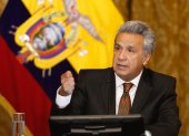 En la imagen, el presidente ecuatoriano, Lenín Moreno, quien anunció el pasado lunes la adopción de un nuevo estado de excepción de 30 días y un toque de queda de 15 días.