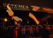 Integrantes de la Sur Oscura Quito y varios hinchas de Barcelona se reunieron en la tribuna de los Shyris.