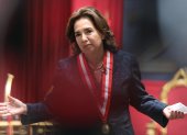 La jueza suprema Elvia Barrios fue registrada este lunes, durante su asunción como presidenta del Poder Judicial de Perú, en el Palacio de Justicia de Lima (Perú).