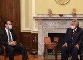 Mauricio Claver-Carone, presidente del BID, en reunión con el presidente Lenín Moreno, en Washington.