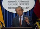 El ministro de Defensa de Ecuador, Oswaldo Jarrín, durante una rueda de prensa en el ministerio de Defensa.