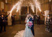 La pareja contrajo matrimonio en la iglesia El Sagrario.