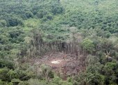 Vista aérea del lugar del bombardeo del 1 de marzo de 2008, realizado por fuerzas colombianas en el que murió el segundo de las FARC, Raúl Reyes, en Angostura, provincia de Sucumbios en zona fronteriza con Colombia.