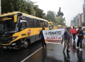 Los transportistas cumplieron una marcha pacífica en Quito.