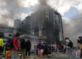 El edificio de la Contraloría, en Quito, fue tomado e incendiado por turbas violentas durante las manifestaciones de octubre de 2019.