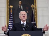 El presidente de Estados Unidos, Joe Biden, fue registrado este martes al dirigirse a la prensa, durante un acto en la Casa Blanca, en Washington DC (EE.UU.)