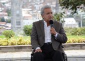El presidente Lenín Moreno durante un evento previo al inicio de vacunación de los militares.