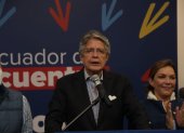 El mandatario electo, Guillermo Lasso, dio una rueda de prensa la tarde de este 12 de abril de 2021.