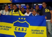 Algunos de los integrantes de la agrupación, previo al partido ante Liga de Quito en 2019.