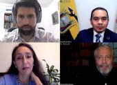Los panelistas del evento virtual desarrollado en el país, entre ellos el defensor público de Ecuador, Ángel Torres Machuca (Der. arriba).