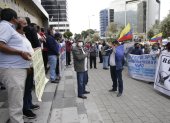 Plantón. La semana pasada pensionistas del Isspol protestaron en Quito.