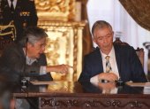 El presidente Guillermo Lasso y el secretario Alejandro Ribadeneira hicieron la presentación de la propuesta.